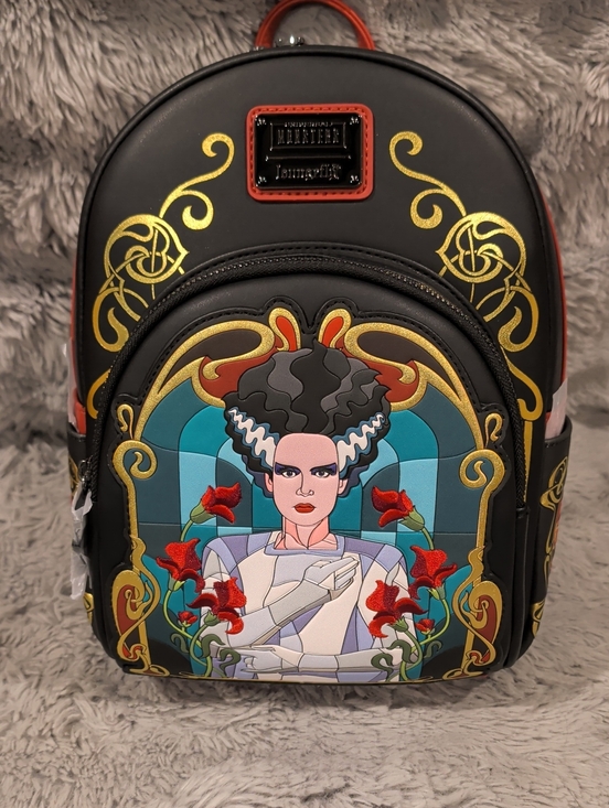 Loungefly Handbags - Disney Loungefly Bride Of Frankenstein Stained Glass Backpack with Gold Accents